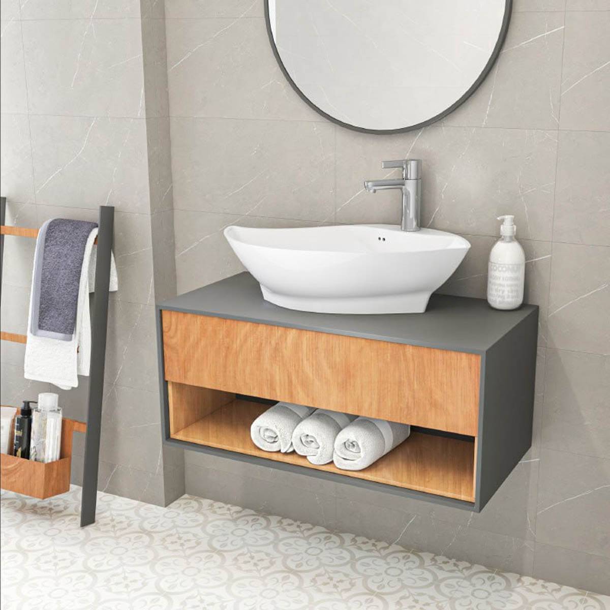روشویی روکابینتی فلوریا چینی کرد