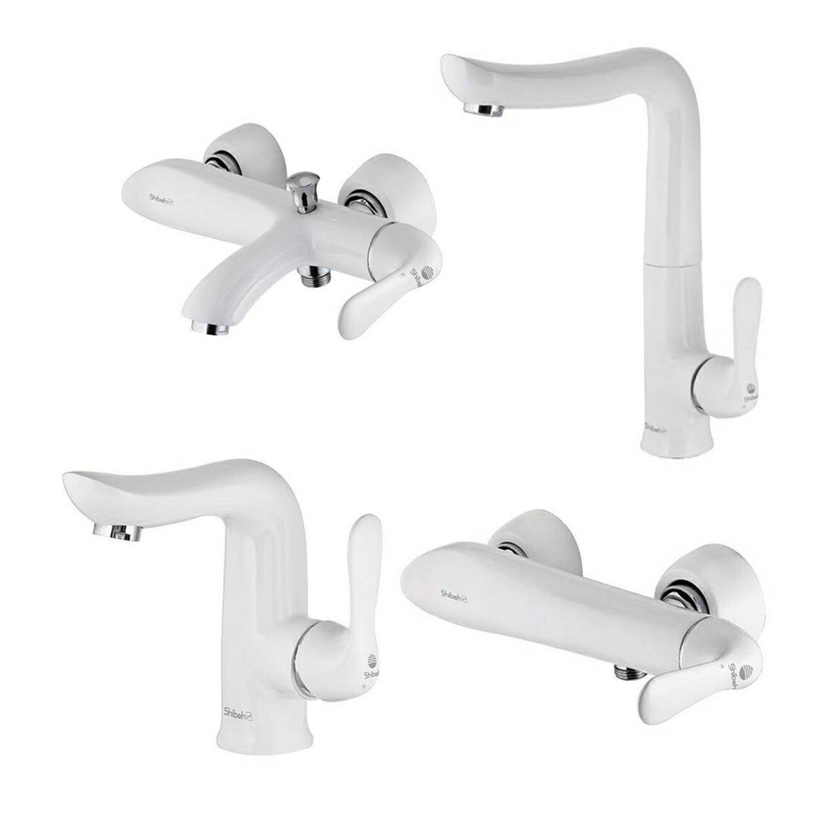 ست شیرآلات ماهان سفید کروم شیبه