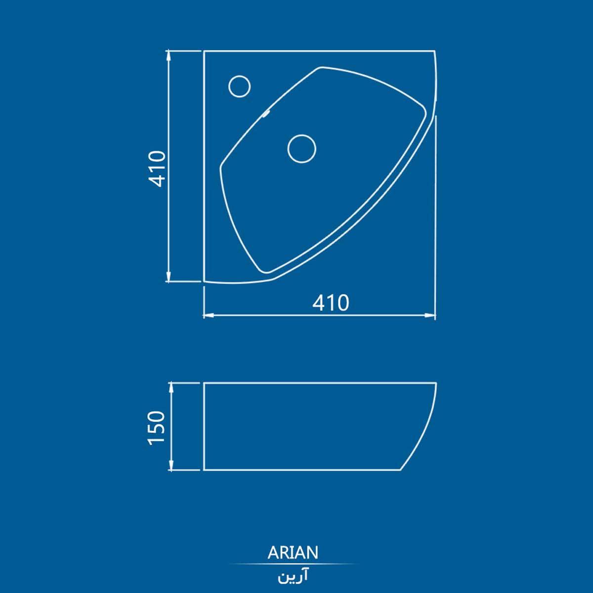 روشویی روکابینتی گوشه آرین چینی کرد