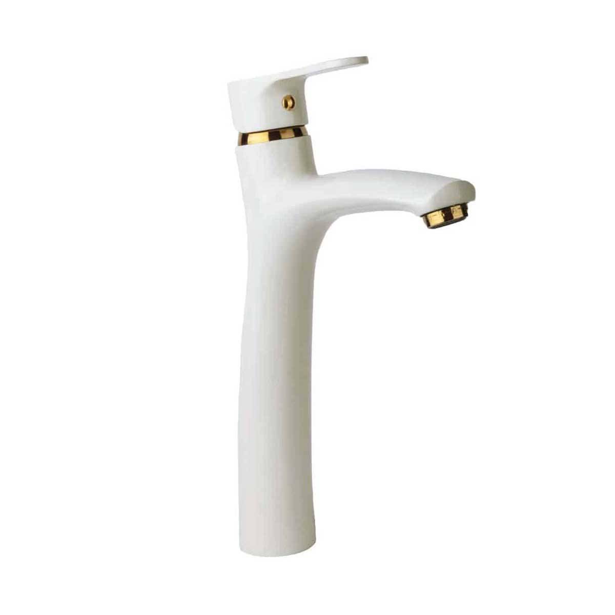 شیر روشویی پایه بلند صدف شیری طلایی راسان