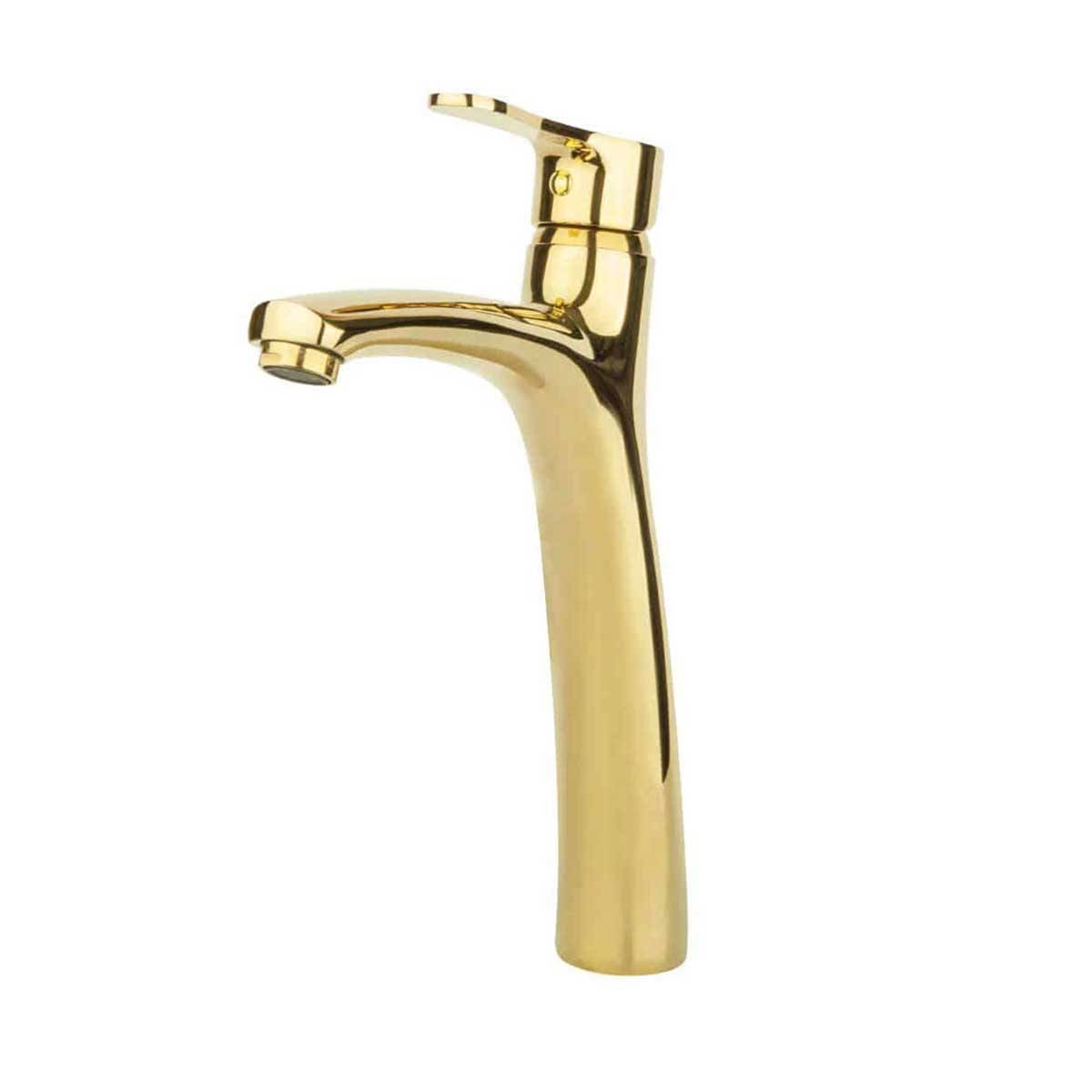 شیر روشویی پایه بلند صدف طلایی راسان