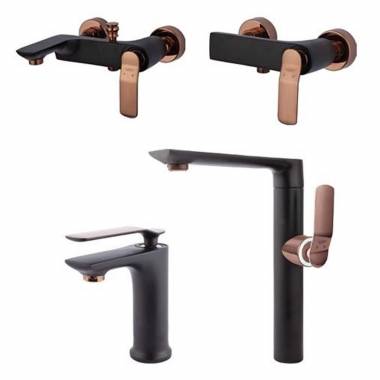 ست شیرآلات آوات مشکی رزگلد راسان