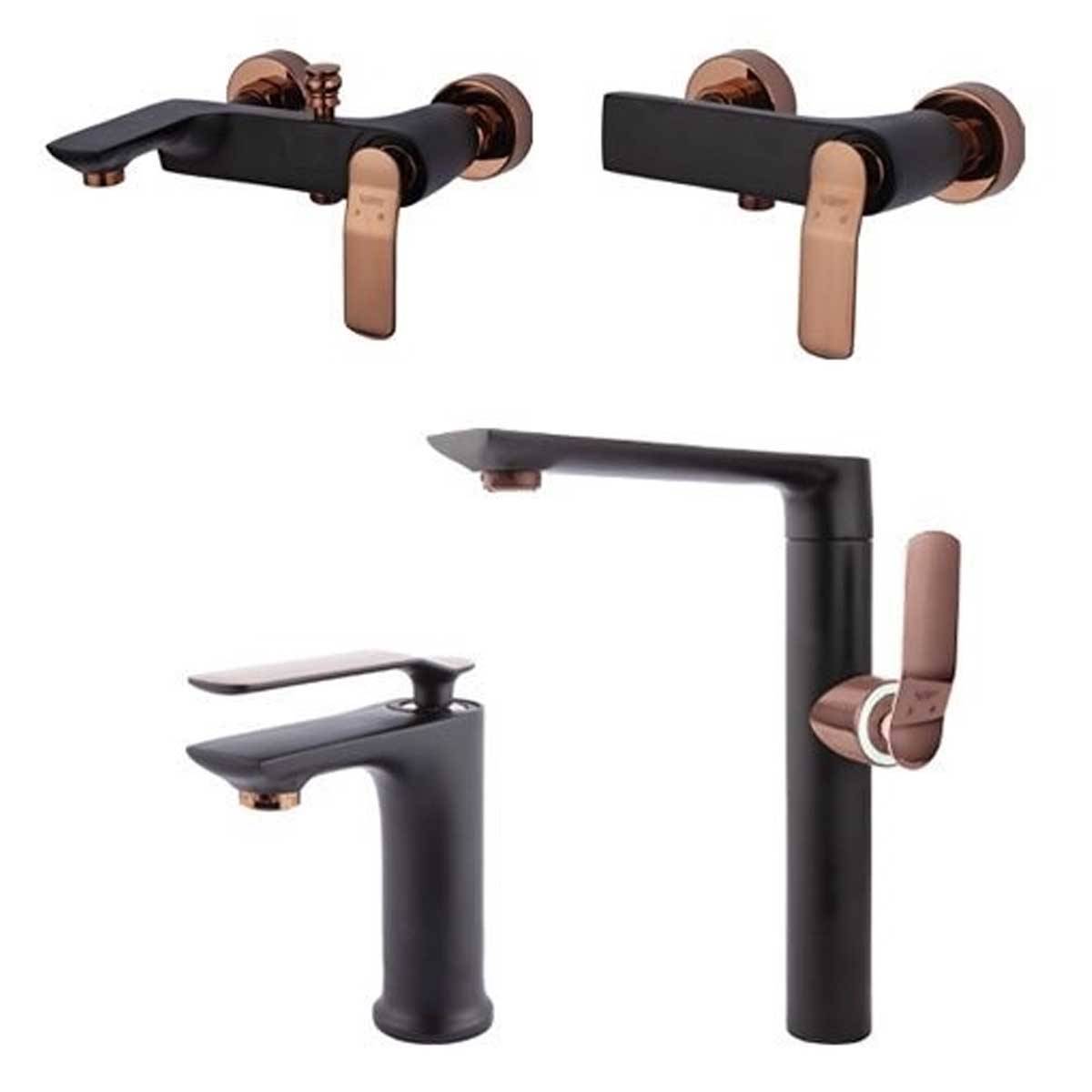 ست شیرآلات آوات مشکی رزگلد راسان