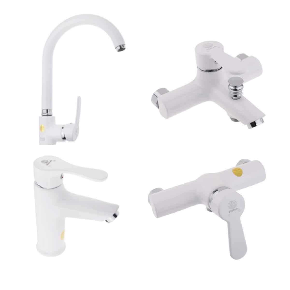 ست شیرآلات البرز سفید کروم شیبه