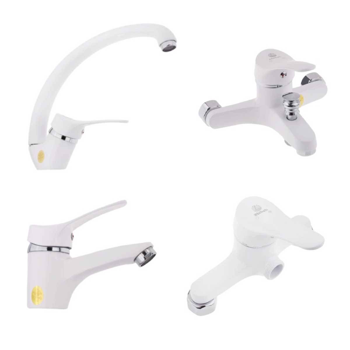 ست شیرآلات آذر سفید کروم شیبه