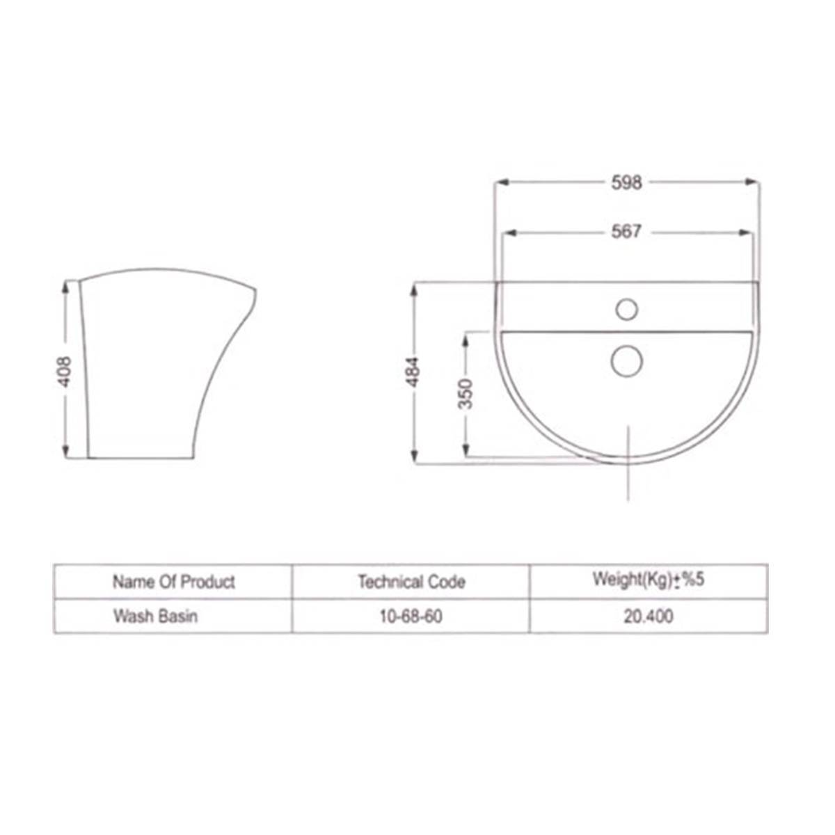 روشویی نیم پایه سیلویا مشکی مات مروارید