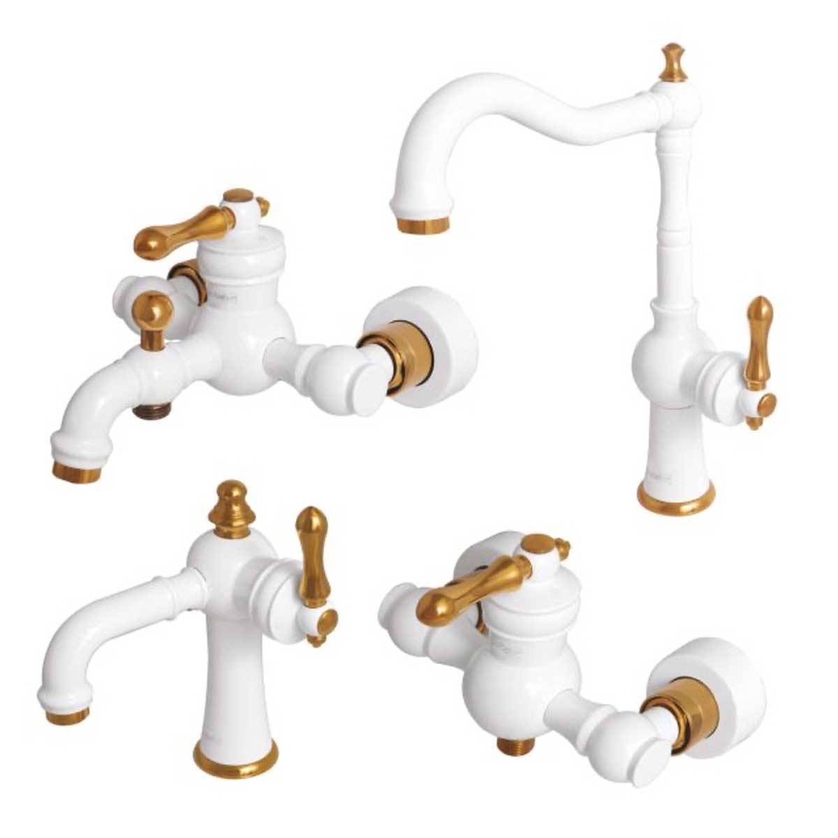 ست شیرالات ارژن سفید طلایی شیبه