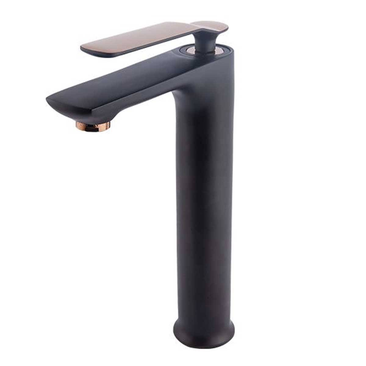 شیر روشویی پایه بلند آوات مشکی رزگلد راسان