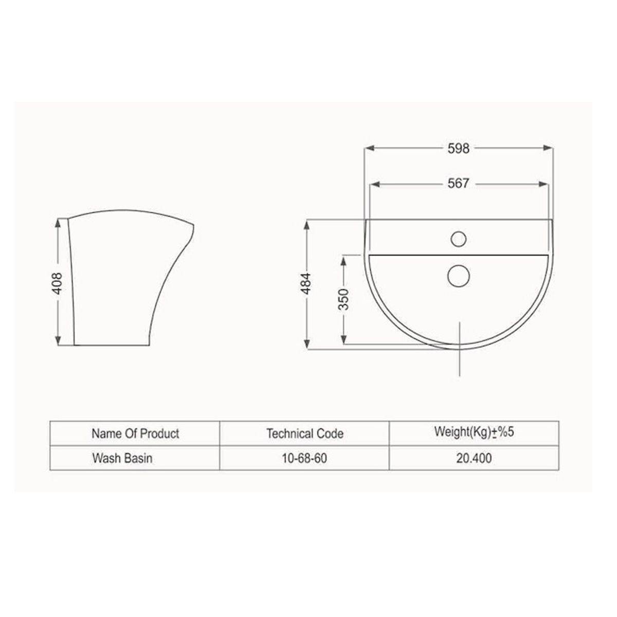 روشویی پایه سرخود سیلویا مروارید
