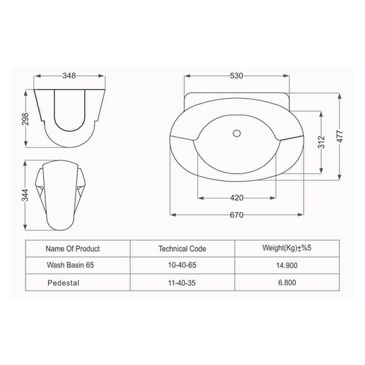 روشویی نیم پایه رویال مروارید